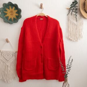 LHD Sycamore Canyon Red Mohair Sweater Cardigan Size XS